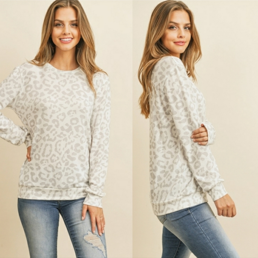 Leopard print long sleeve top